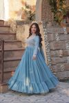 FANCY GEORGETTE EMBROIDERY BEADS SEQUENCE WORK GOWN WITH DUPATTA PARTY WEAR WHOLESALE PRICE ETHNIC GARMENT (2)
