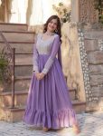 FANCY GEORGETTE EMBROIDERY BEADS SEQUENCE WORK GOWN WITH DUPATTA PARTY WEAR WHOLESALE PRICE ETHNIC GARMENT (3)