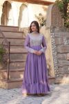 FANCY GEORGETTE EMBROIDERY BEADS SEQUENCE WORK GOWN WITH DUPATTA PARTY WEAR WHOLESALE PRICE ETHNIC GARMENT (3)