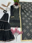 FANCY GEORGETTE EMBROIDERY SEQUENCE MOTI LACE WORK TOP SHARARA WITH DUPATTA FESTIVE WEAR WHOLESALE PRICE ETHNIC GARMENT (6)