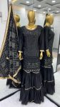 FANCY GEORGETTE EMBROIDERY SEQUENCE MOTI LACE WORK TOP SHARARA WITH DUPATTA FESTIVE WEAR WHOLESALE PRICE ETHNIC GARMENT (6)