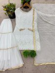 FANCY GEORGETTE EMBROIDERY SEQUENCE MOTI LACE WORK TOP SHARARA WITH DUPATTA FESTIVE WEAR WHOLESALE PRICE ETHNIC GARMENT (2)