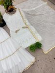 FANCY GEORGETTE EMBROIDERY SEQUENCE MOTI LACE WORK TOP SHARARA WITH DUPATTA FESTIVE WEAR WHOLESALE PRICE ETHNIC GARMENT (2)