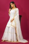 FANCY GEORGETTE EMBROIDERY SEQUENCE MOTI LACE WORK TOP SHARARA WITH DUPATTA FESTIVE WEAR WHOLESALE PRICE ETHNIC GARMENT (2)