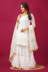 FANCY GEORGETTE EMBROIDERY SEQUENCE MOTI LACE WORK TOP SHARARA WITH DUPATTA FESTIVE WEAR WHOLESALE PRICE ETHNIC GARMENT (2)