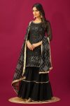 FANCY GEORGETTE EMBROIDERY SEQUENCE MOTI LACE WORK TOP SHARARA WITH DUPATTA FESTIVE WEAR WHOLESALE PRICE ETHNIC GARMENT (6)