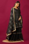 FANCY GEORGETTE EMBROIDERY SEQUENCE MOTI LACE WORK TOP SHARARA WITH DUPATTA FESTIVE WEAR WHOLESALE PRICE ETHNIC GARMENT (6)