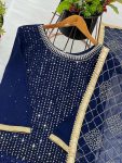 FANCY GEORGETTE EMBROIDERY SEQUENCE MOTI LACE WORK TOP SHARARA WITH DUPATTA PARTY WEAR WHOLESALE PRICE ETHNIC GARMENT (3)