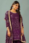 FANCY GEORGETTE EMBROIDERY SEQUENCE MOTI LACE WORK TOP SHARARA WITH DUPATTA PARTY WEAR WHOLESALE PRICE ETHNIC GARMENT (18)