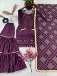 FANCY GEORGETTE EMBROIDERY SEQUENCE MOTI LACE WORK TOP SHARARA WITH DUPATTA PARTY WEAR WHOLESALE PRICE ETHNIC GARMENT (18)