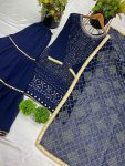 FANCY GEORGETTE EMBROIDERY SEQUENCE MOTI LACE WORK TOP SHARARA WITH DUPATTA PARTY WEAR WHOLESALE PRICE ETHNIC GARMENT (3)
