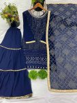 FANCY GEORGETTE EMBROIDERY SEQUENCE MOTI LACE WORK TOP SHARARA WITH DUPATTA PARTY WEAR WHOLESALE PRICE ETHNIC GARMENT (3)