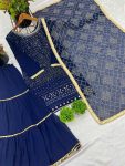 FANCY GEORGETTE EMBROIDERY SEQUENCE MOTI LACE WORK TOP SHARARA WITH DUPATTA PARTY WEAR WHOLESALE PRICE ETHNIC GARMENT (3)