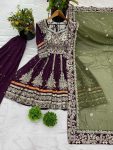 FANCY GEORGETTE EMBROIDERY SEQUENCE WORK TOP PALAZZO WITH DUPATTA FESTIVE WEAR WHOLESALE PRICE ETHNIC GARMENT (6)