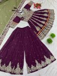 FANCY GEORGETTE EMBROIDERY SEQUENCE WORK TOP PALAZZO WITH DUPATTA FESTIVE WEAR WHOLESALE PRICE ETHNIC GARMENT (6)