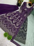 FANCY GEORGETTE EMBROIDERY SEQUNECE WORK TOP PALAZZO WITH DUPATTA PARTY WEAR WHOLESALE PRICE ETHNIC GARMENT (4)