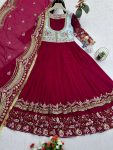 FANCY GEORGETTE EMBROIDERY THREAD SEQUENCE WORK GOWN WITH DUPATTA PARTY WEAR WHOLESALE PRICE ETHNIC GARMENT (3)