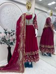 FANCY GEORGETTE EMBROIDERY THREAD SEQUENCE WORK GOWN WITH DUPATTA PARTY WEAR WHOLESALE PRICE ETHNIC GARMENT (3)