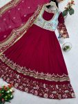FANCY GEORGETTE EMBROIDERY THREAD SEQUENCE WORK GOWN WITH DUPATTA PARTY WEAR WHOLESALE PRICE ETHNIC GARMENT (3)