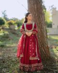 FANCY GEORGETTE EMBROIDERY THREAD SEQUENCE WORK GOWN WITH DUPATTA PARTY WEAR WHOLESALE PRICE ETHNIC GARMENT (3)