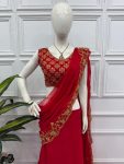 FANCY GEORGETTE EMBROIDERY WORK LEHENGA SAREE WITH ATTACHED PALLU AND STITCHED BLOUSE PARTY WEAR WHOLESALE PRICE ETHNICU GARMENT (2)