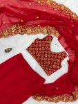 FANCY GEORGETTE EMBROIDERY WORK LEHENGA SAREE WITH ATTACHED PALLU AND STITCHED BLOUSE PARTY WEAR WHOLESALE PRICE ETHNICU GARMENT (2)