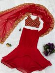 FANCY GEORGETTE EMBROIDERY WORK LEHENGA SAREE WITH ATTACHED PALLU AND STITCHED BLOUSE PARTY WEAR WHOLESALE PRICE ETHNICU GARMENT (2)
