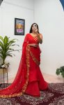 FANCY GEORGETTE EMBROIDERY WORK LEHENGA SAREE WITH ATTACHED PALLU AND STITCHED BLOUSE PARTY WEAR WHOLESALE PRICE ETHNICU GARMENT (2)