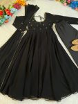 FANCY GEORGETTE HAND MIRROR EMBROIDERY WORK GOWN BOTTOM WITH DUPATTA PARTY WEAR WHOLESALE PRICE ETHNIC GARMENT (16)