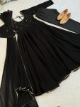 FANCY GEORGETTE HAND MIRROR EMBROIDERY WORK GOWN BOTTOM WITH DUPATTA PARTY WEAR WHOLESALE PRICE ETHNIC GARMENT (16)