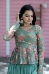 FANCY GEORGETTE PLAIN FRILLS WORK LEHENGA WITH PEPLUM PRINTED EMBROIDERY SEQUENCE WORK TOP PARTY WEAR WHOLESALE PRICE ETHNIC GARMENT (4)