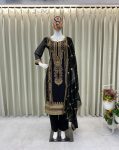 FANCY GEORGETTE SEQUENCE EMBROIDERY WORK TOP BOTTOM WITH DUPATTA PARTY WEAR WHOLESALE PRICE ETHNIC GARMENT (4)