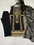 FANCY GEORGETTE SEQUENCE EMBROIDERY WORK TOP BOTTOM WITH DUPATTA PARTY WEAR WHOLESALE PRICE ETHNIC GARMENT (4)