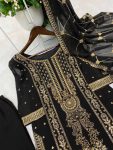 FANCY GEORGETTE SEQUENCE EMBROIDERY WORK TOP BOTTOM WITH DUPATTA PARTY WEAR WHOLESALE PRICE ETHNIC GARMENT (4)