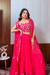 FANCY GEORGETTE SEQUENCE EMBROIDERY ZARI PAPER WORK SKIRT SHRUG WITH UNSTITCHED BLOUSE PARTY WEAR WHOLESALE PRICE ETHNIC GARMENT (3)