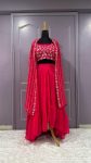 FANCY GEORGETTE SEQUENCE EMBROIDERY ZARI PAPER WORK SKIRT SHRUG WITH UNSTITCHED BLOUSE PARTY WEAR WHOLESALE PRICE ETHNIC GARMENT (3)