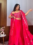 FANCY GEORGETTE SEQUENCE EMBROIDERY ZARI PAPER WORK SKIRT SHRUG WITH UNSTITCHED BLOUSE PARTY WEAR WHOLESALE PRICE ETHNIC GARMENT (3)