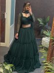 FANCY GEORGETTE SILK WITH DESIGNER FRILL WORK LEHENGA CHOLI WITH DUPATTA PARTY WEAR WHOLESALE PRICE ETHNIC GARMENT (3)