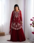 FANCY GEORGETTE THREAD SEQUENCE WORK TOP SHARARA WITH DUPATTA PARTY WEAR WHOLESALE PRICE ETHNIC GARMENT (3)