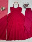 FANCY GEORGETTE THREAD WITH REAL MIRROR WITH DIAMOND WORK GOWN BOTTOM WITH DUPATTA FESTIVE WEAR WHOLESALE PRICE ETHNIC GARMENT (4)