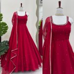 FANCY GEORGETTE THREAD WITH REAL MIRROR WITH DIAMOND WORK GOWN BOTTOM WITH DUPATTA FESTIVE WEAR WHOLESALE PRICE ETHNIC GARMENT (4)
