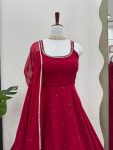 FANCY GEORGETTE THREAD WITH REAL MIRROR WITH DIAMOND WORK GOWN BOTTOM WITH DUPATTA FESTIVE WEAR WHOLESALE PRICE ETHNIC GARMENT (4)