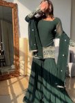FANCY GEORGETTE THREAD WITH SEQUENCE WORK TOP SHARARA WITH DUPATTA  GREEN