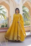 FANCY GEORGETTE ZARI AND SEQUENCE EMBROIDERY WORK GOWN WITH DUPATTA FESTIVE WEAR WHOLESALE PRICE ETHNIC GARMENT (8)
