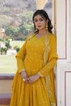 FANCY GEORGETTE ZARI AND SEQUENCE EMBROIDERY WORK GOWN WITH DUPATTA FESTIVE WEAR WHOLESALE PRICE ETHNIC GARMENT (8)