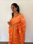FANCY LINEN CHANDERI GOLD PURE ZARI PATTA WITH EMBROIDERY BUTTI WORK SAREE WITH UNSTITCHED BLOUSE FESTIVE WEAR WHOLESALE PRICE ETHNIC GARMENT (17)