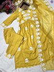 FANCY MASKA COTTON EMBROIDERY WORK TOP BOTTOM WITH DUPATTA FESTIVE WEAR WHOLESLAE PRICE ETHNIC GARMENT (3)