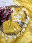 FANCY MASKA COTTON EMBROIDERY WORK TOP BOTTOM WITH DUPATTA FESTIVE WEAR WHOLESLAE PRICE ETHNIC GARMENT (3)