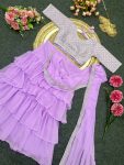FANCY MONO BANGLORI SILK MULTI THREAD EMBROIDERY WITH SEQUENCE WORK LEHENGA SAREE WITH STITCHED BLOUSE PARTY WEAR WHOLESALE PRICE ETHNIC GARMENT (7)