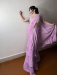 FANCY MONO BANGLORI SILK MULTI THREAD EMBROIDERY WITH SEQUENCE WORK LEHENGA SAREE WITH STITCHED BLOUSE PARTY WEAR WHOLESALE PRICE ETHNIC GARMENT (7)
